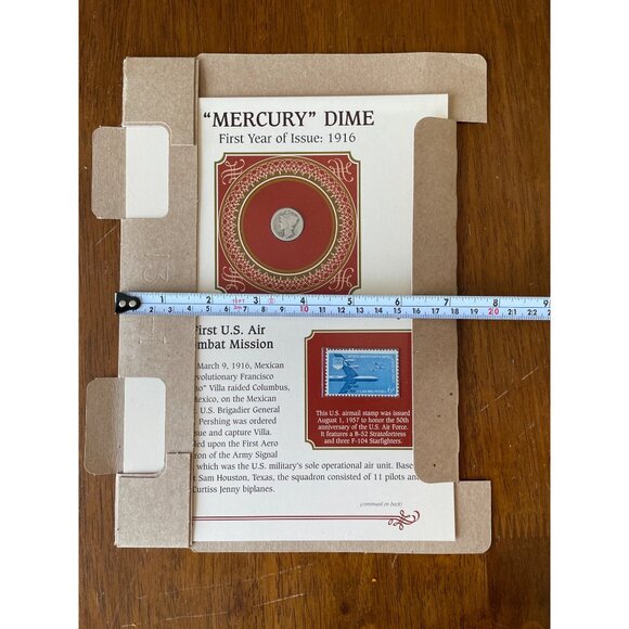 1916 Mercury Dime & 1957 Air Mail Stamp Collectors Set - Picture 6 of 6